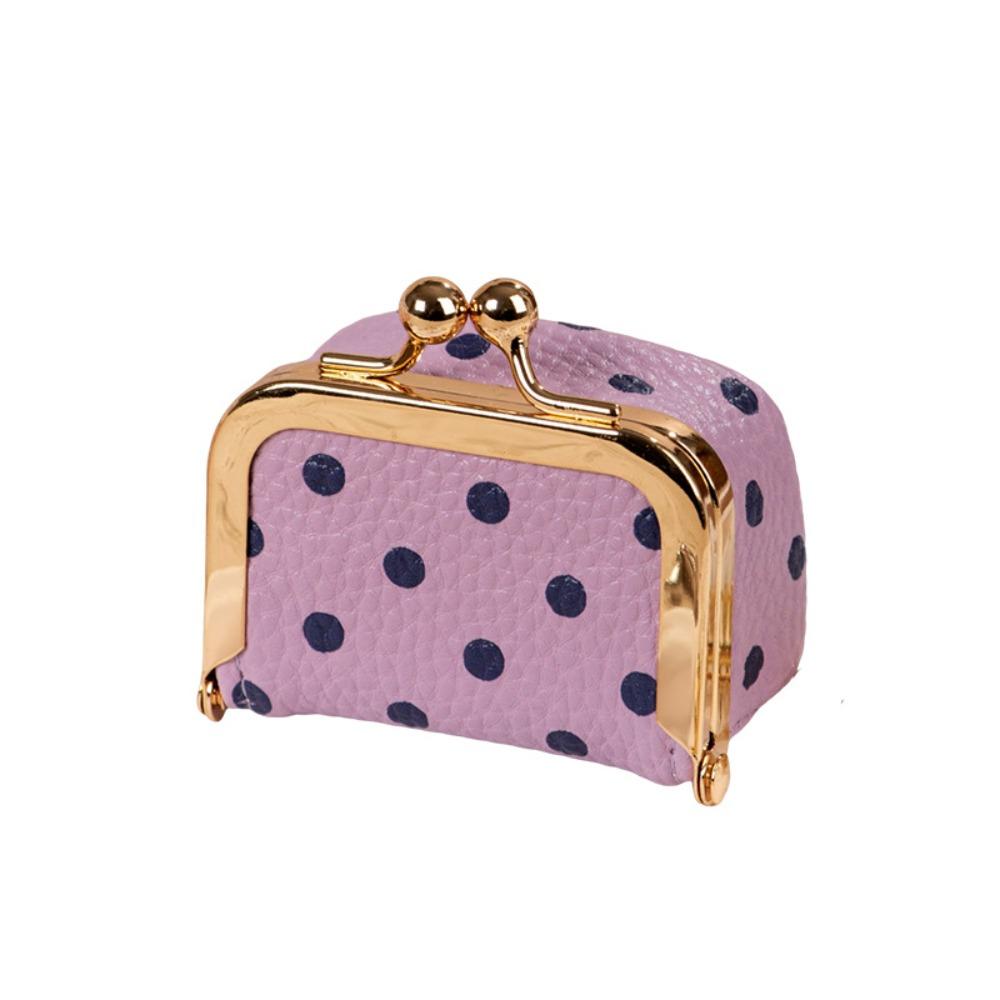 Polka Dot Kiss Lock Coin Purse Mini Small Item Bag Cute Leather Jewelry Bag  Woman Girl