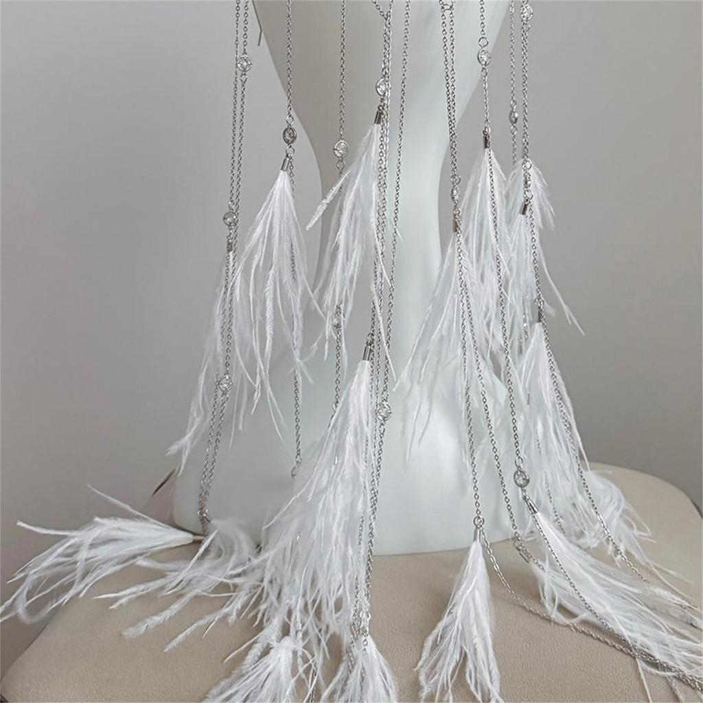 Elegant Bohemian Feathered Hairband Chic Bohemian Feathered Hair Chain Accessory Suitable For Various Celebrations