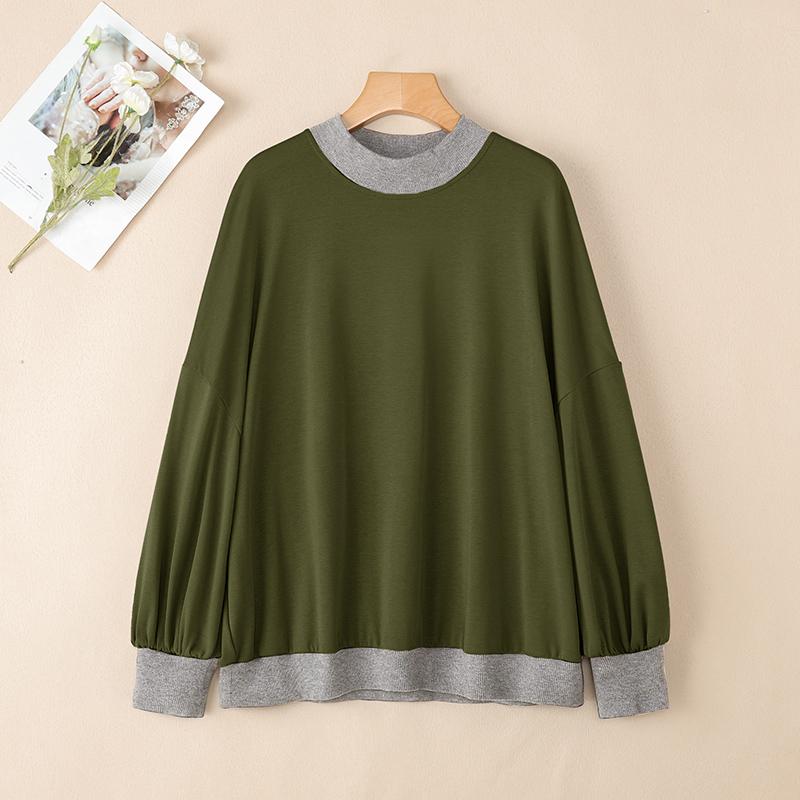 

ZANZEA Женские повседневные топы-пуловеры с круглым вырезом и длинным рукавом для осени XL армия зеленый