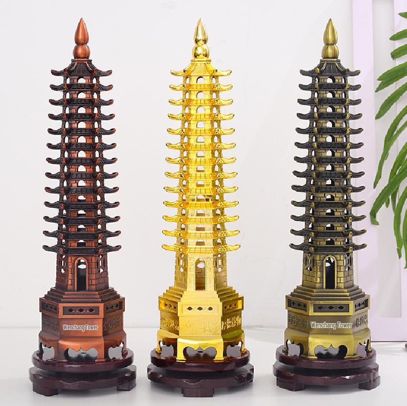 13-Story Alloy Wenchang Pagoda Ornament: Creative Desk Decoration & Christmas Gift for Students
