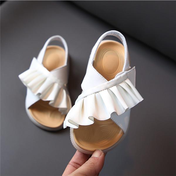 Sandals For Girls Summer Toddler Kids Shoes Leather Cute Ruffles Soft Sole Fashion Baby Children Sandals EU 21-30 23