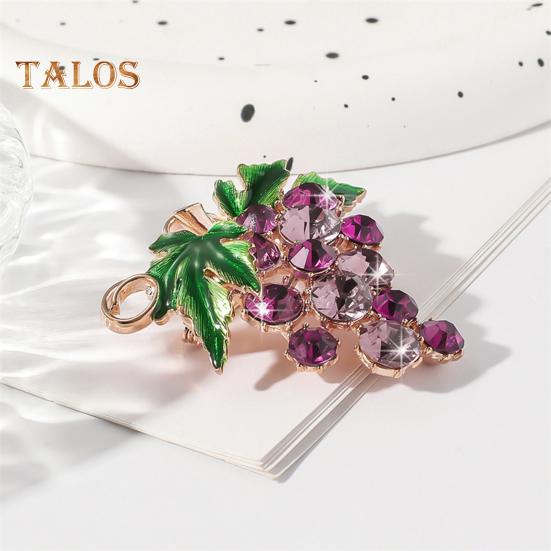 Pin Rhinestones Brooch Stunning Shiny Inlaid Grape Shape Pin Collar Coat Badge Dresses Party Evening Attire
