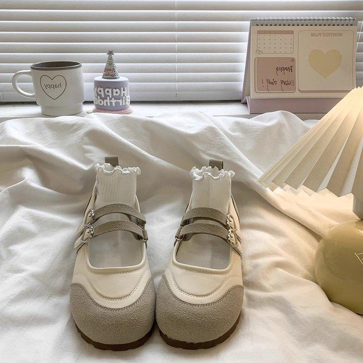 French shallow mouth flat-soled single shoes spring new comfortable soft-soled retro Mary Jane shoes