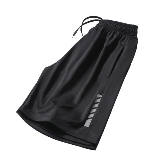 Mid-Rise Elastic Waistband Drawstring Pockets Men Shorts Outdoor Fitness Ice Silk Short Pants