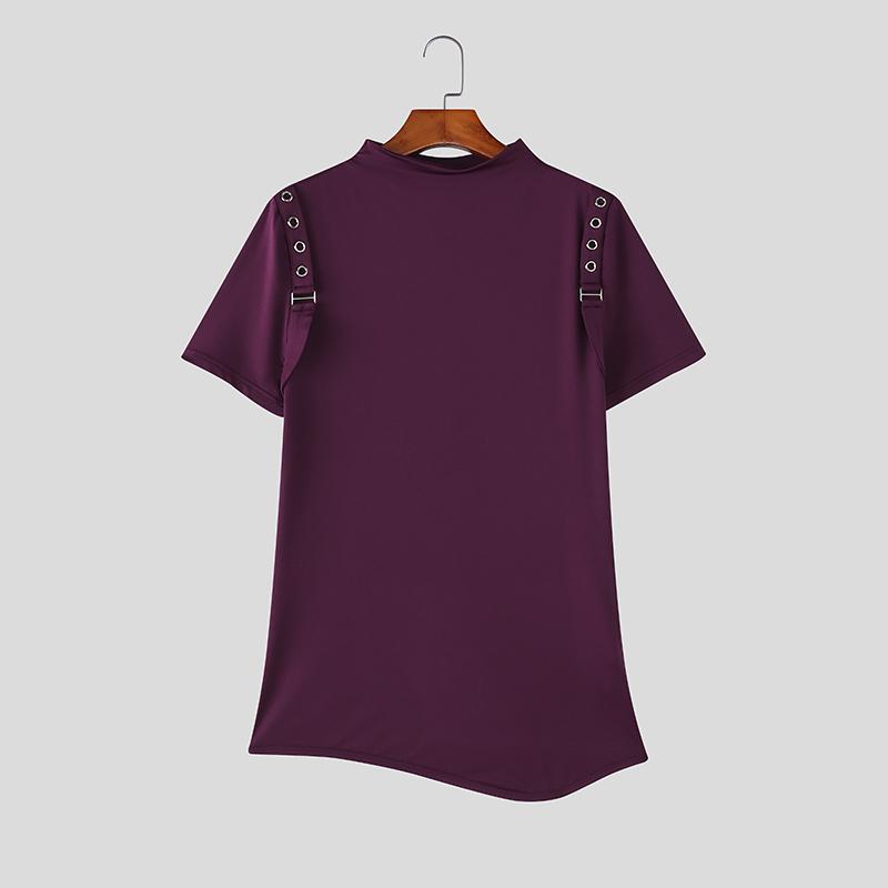 INCERUN Sommer Herren Rollkragen Kurzarm Lässige Enganliegende Oberteile T-Shirts
