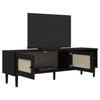 TV Stand SENJA Rattan Look Black 158x40x49cm Pine Wood