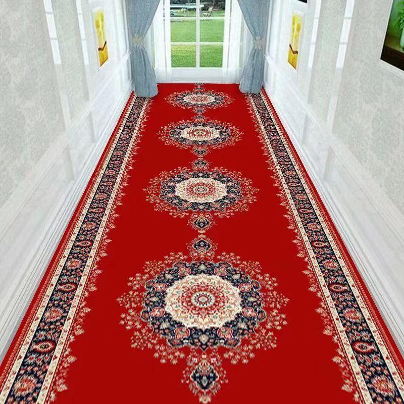 Classical Corridor Carpets Hallway Decor Chinese Style Long Runner for Aisle Passageway Decoration Home Red Carpet Washable Mats