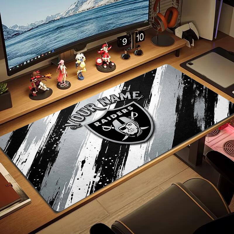 Las Vegas Raiders Druck Kissen Rutschfest Laptop Tablet Großes Mauspadd XXL Matte Mini-PC Spielmatte Mit Verriegeltem Rand