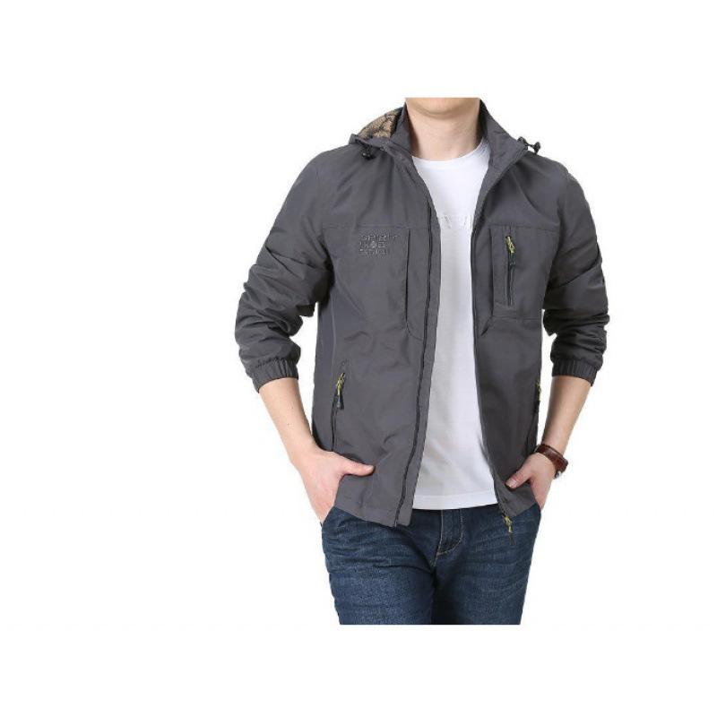 Spring and Autumn Men's Middle and Young Outdoor Casual Jacket Multi-Pocket Hooded Army Green Jacket Large Size Jacket