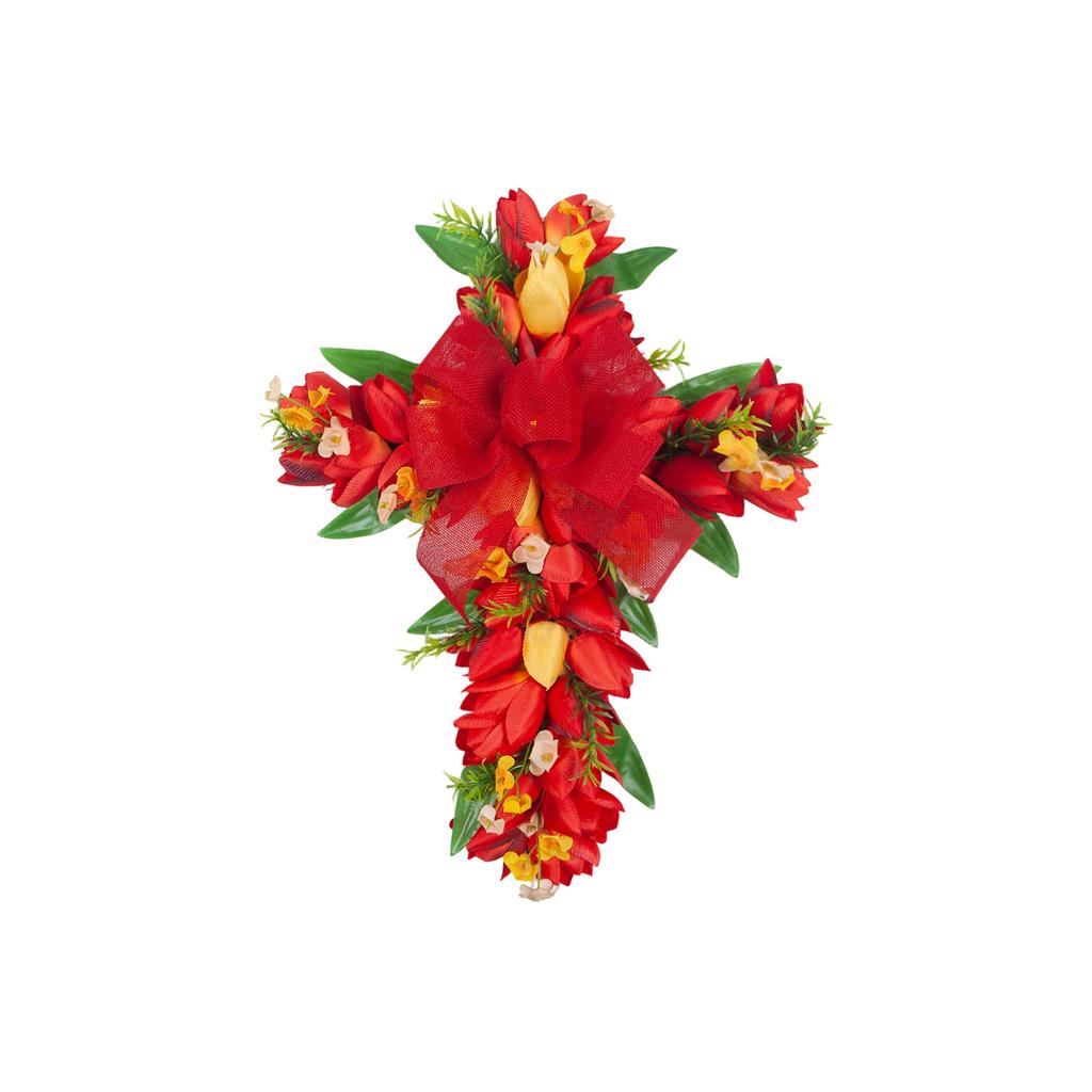 45cm  Cross, Easter Front Door Bow, Artificial Flower Decoration For Doors And Walls.