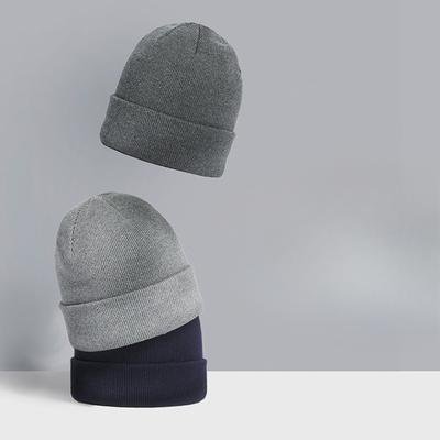 Herbst- und Winterstrickmützen sind nicht leicht zu pillen, schlichte schwarze Herrenmode-Kältemützen für großen Kopfumfang, warme Baumwoll-Wollmützen für