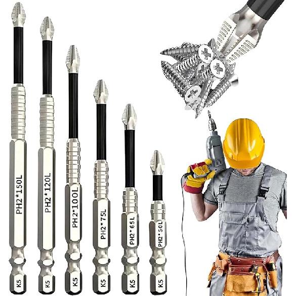 K5 Anti Slip Bit, K5 Impact Resistant Non Slip Bit, 2025 Upgraded Anti-Slip Screwdriver Bits Set, High Magnetic Screwdriver Drill Bits Set, 50 65 75