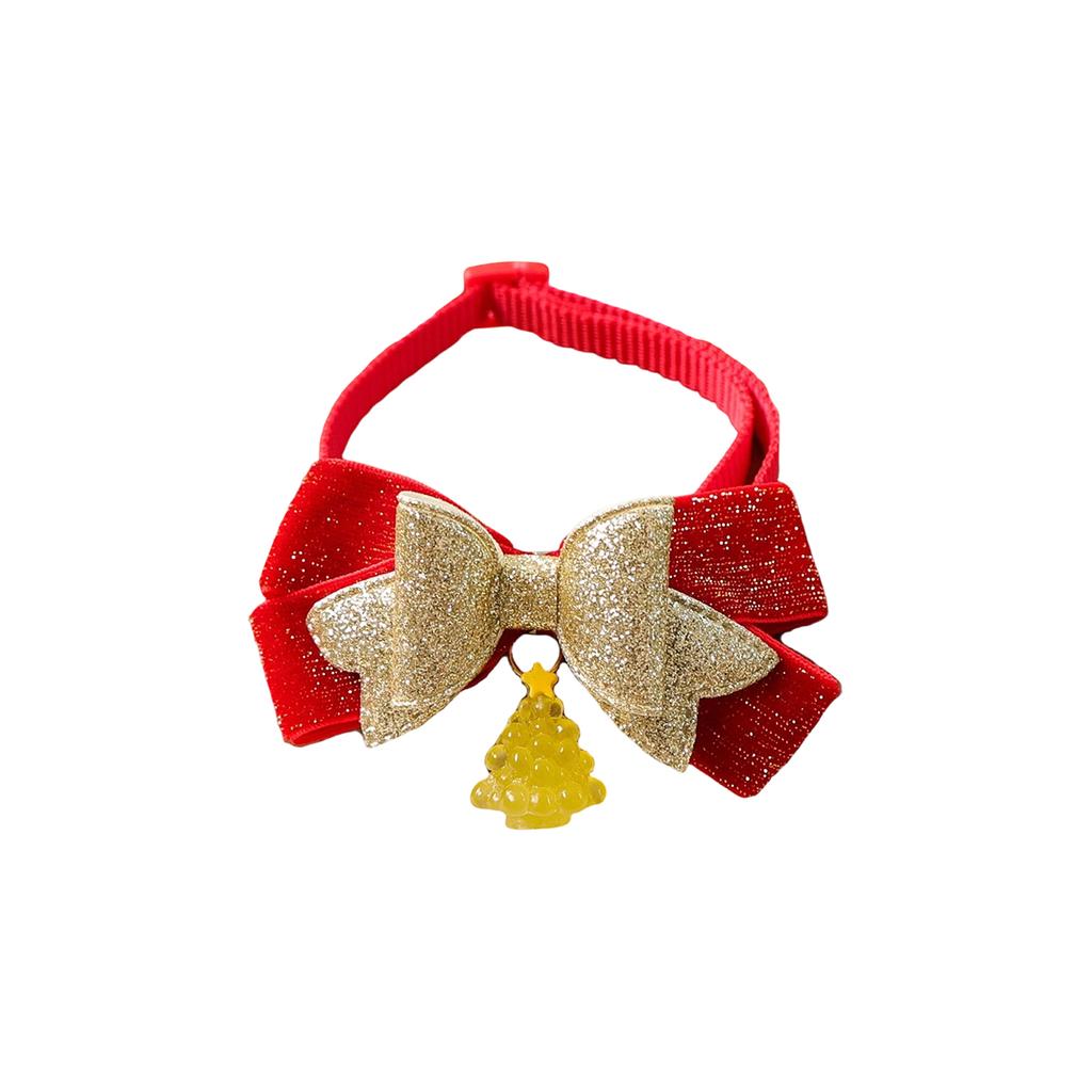 Świąteczna muszka dla zwierzaka - Świąteczny pled dodatek do obroży dla psa na przyjęcia świąteczne i zdjęcia