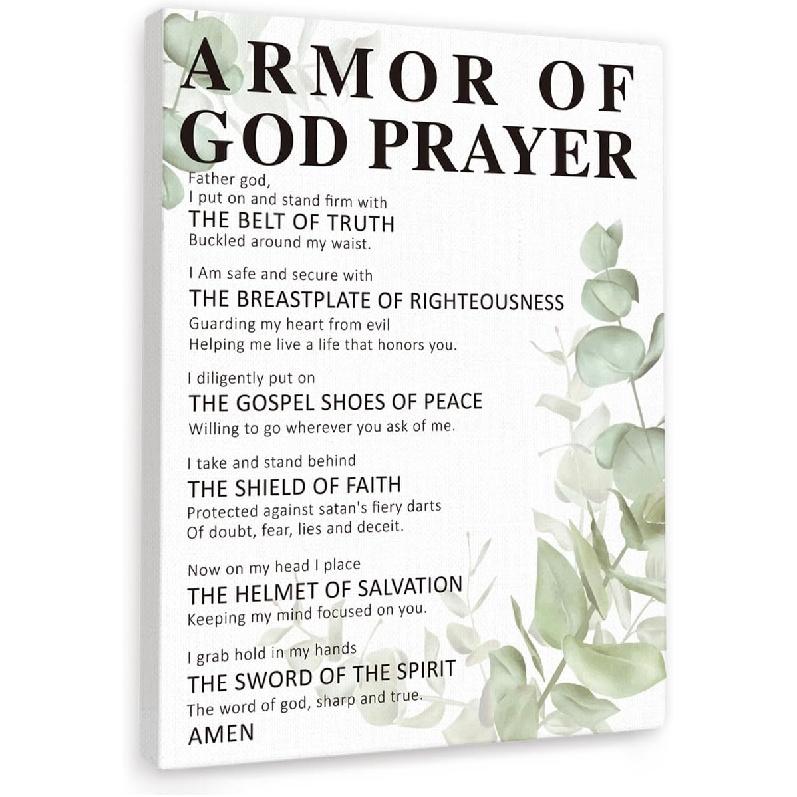 Armor of God Wall Art,Armor of God Prayer Wall Decor Canvas Print Painting Artwork for Christian Home Office Wall Decor
