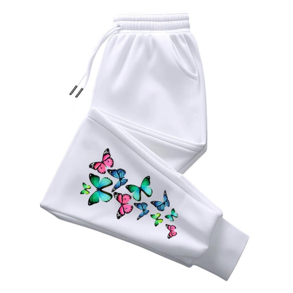 Women's Casual Sports Pants, Urban Fashion Butterfly Print Pants, Comfortable Home and Outdoor Sports, Fashionable Jogging Pants
