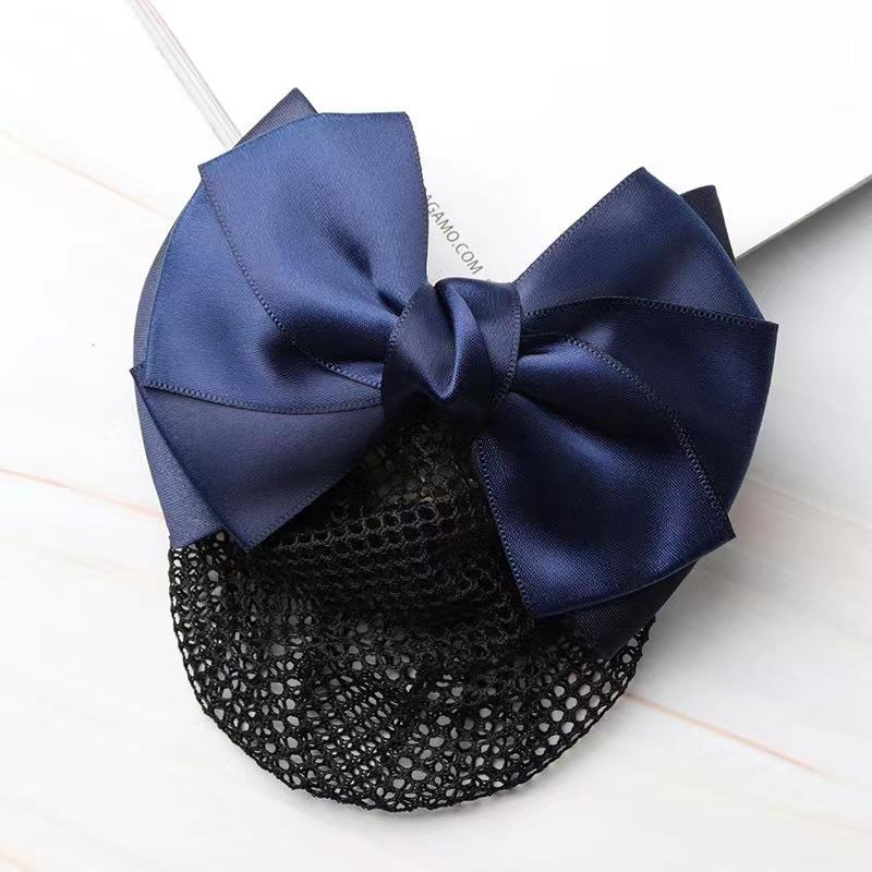Gold-Edged Bow Hairnet for Professional Female Nurses & Hotel Staff