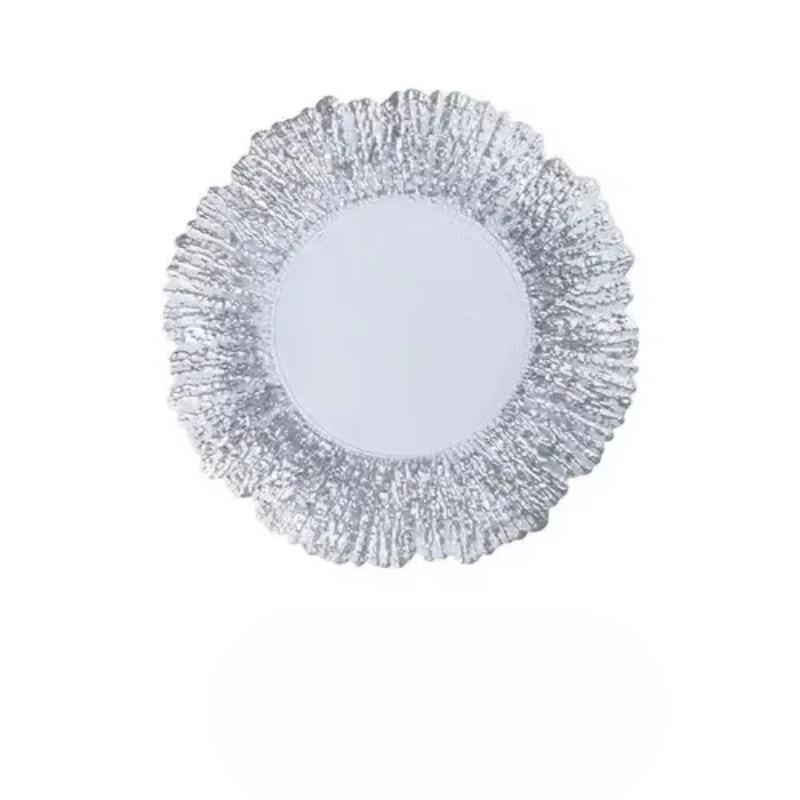 

Прозрачный Золотой Стеклянный Поднос Коралловый Риф Зарядная Доска Круглый Обеденный Сервиз Тарелки и Блюда Свадебное Рождественское Украшение