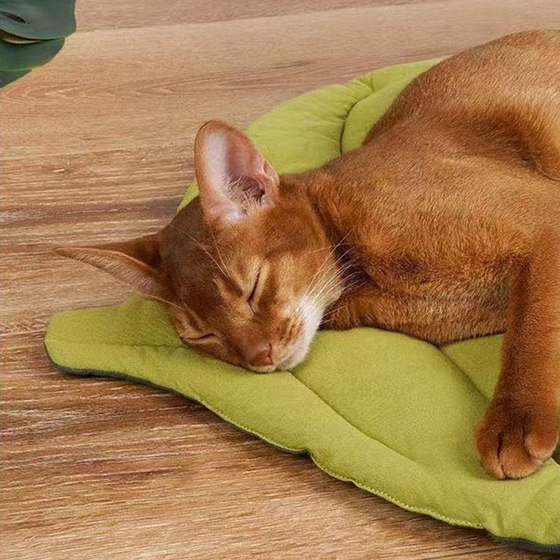 Cat Bed Mats Soft Cotton Leaf Shaped Kitten Cat Puppy Dog Bed Mat Sleep Blanket Home Pets Double Sided Pad Floor Rugs Washable