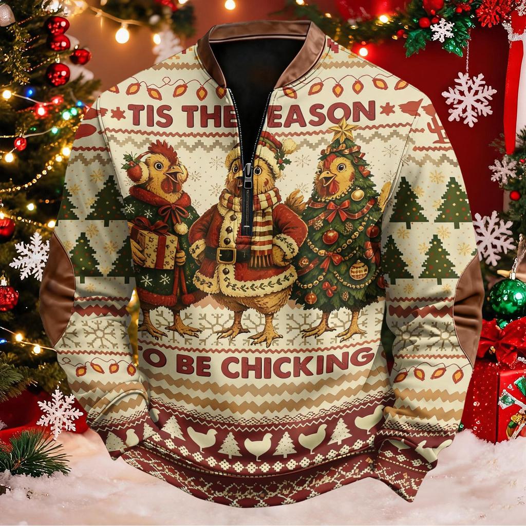 Men's Sweatshirt with Funny Christmas Print, Long Sleeve Pullover Top