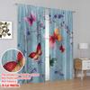 2pcs 2D flat printing Curtain Vintage Butterfly Floral Watercolor Digital Printed Polyester Drapes Festive Wall Decor Use for