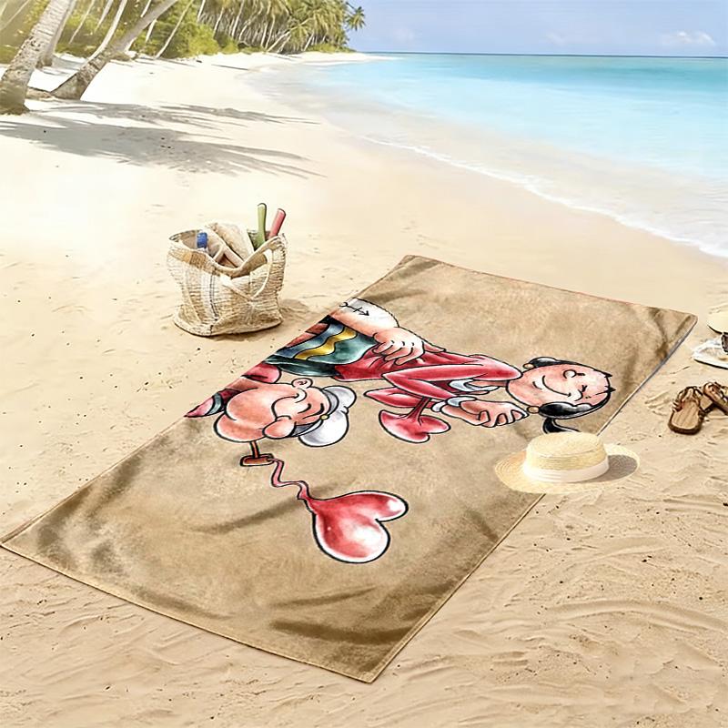 Popeye the Sailor Man Print Beach Towel, Large Soft Quick Dry Towel for Beach Camping Swimming