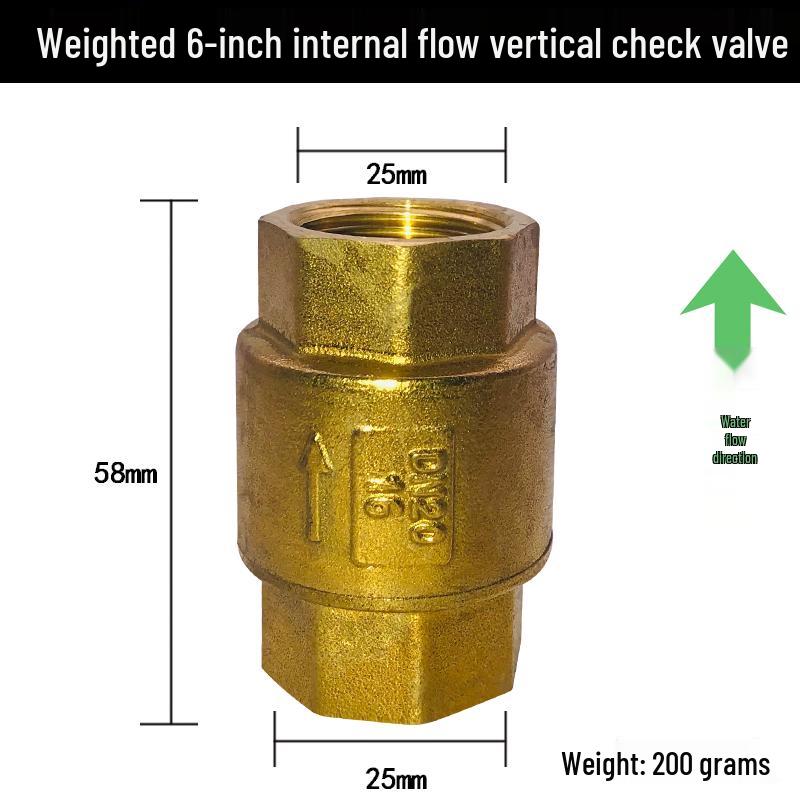 Brass Vertical Check Valve, Water Pipe Backflow Preventer, 1 Inch, Male/Female Thread, Unidirectional Valve.
