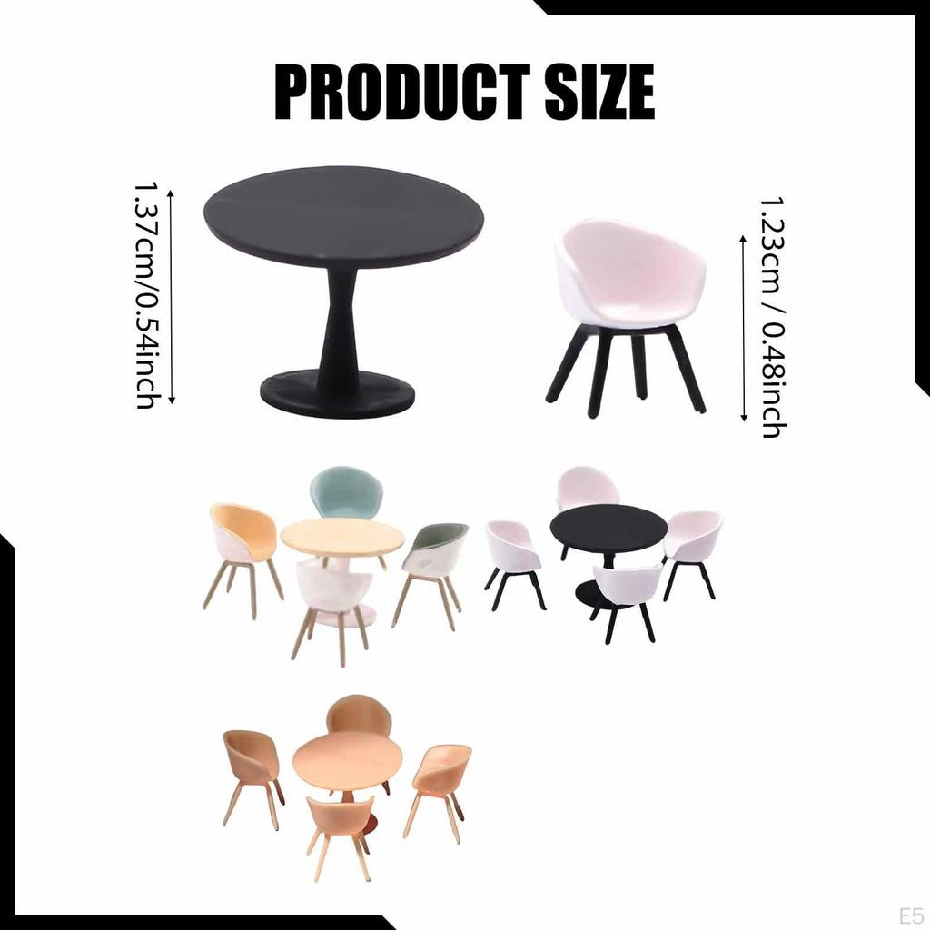 1/64 Miniature Table Chair Set Mini Furniture Model Decoration Creative Tiny Resin Modern Desk