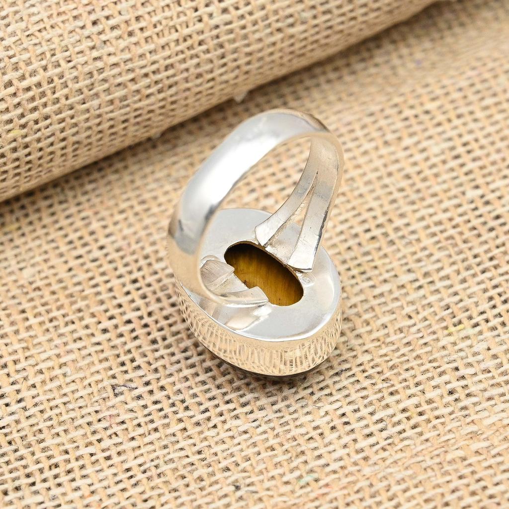 Tiger Eye Gemstone Handmade Solid 925 Sterling Silver Ring Jewelry
