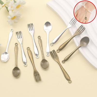 6/12/20pcs Alloy Fork Spoon Pendant Tableware Pendant Mixed Kitchen Theme Pendant DIY Necklace Bracelet Jewelry Making