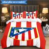 3PCS Atlético De Madrid S.A.D Printed Soft Bedding Set,Including 1pc Duvet Cover And 2pcs Pillowcases Perfect for Bedroom, Dormitory, Fan Gift