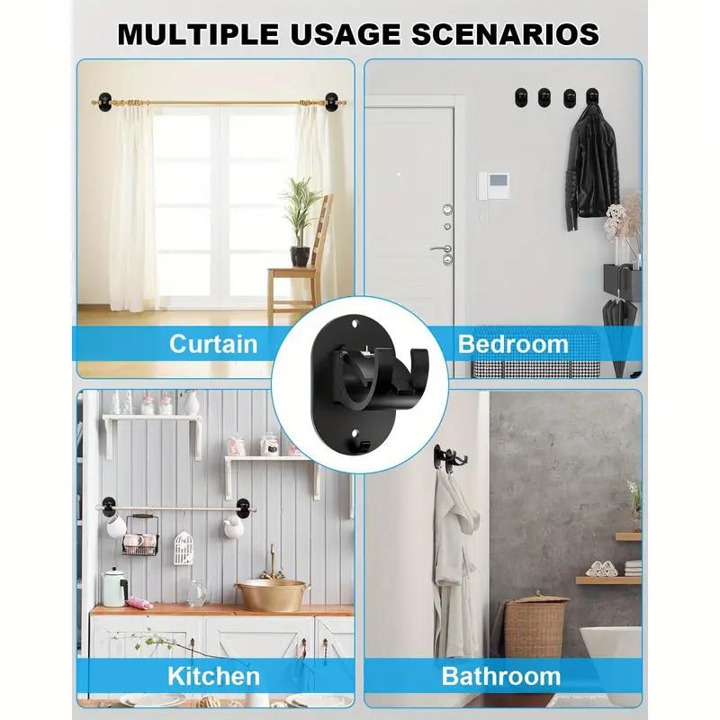 1/2Pcs Adjustable Curtain Rod Clip Self Adhesive Clamp Hook Curtain Rod Holder Wall Bracket Holder Nail-Free Wall Hanging Clip