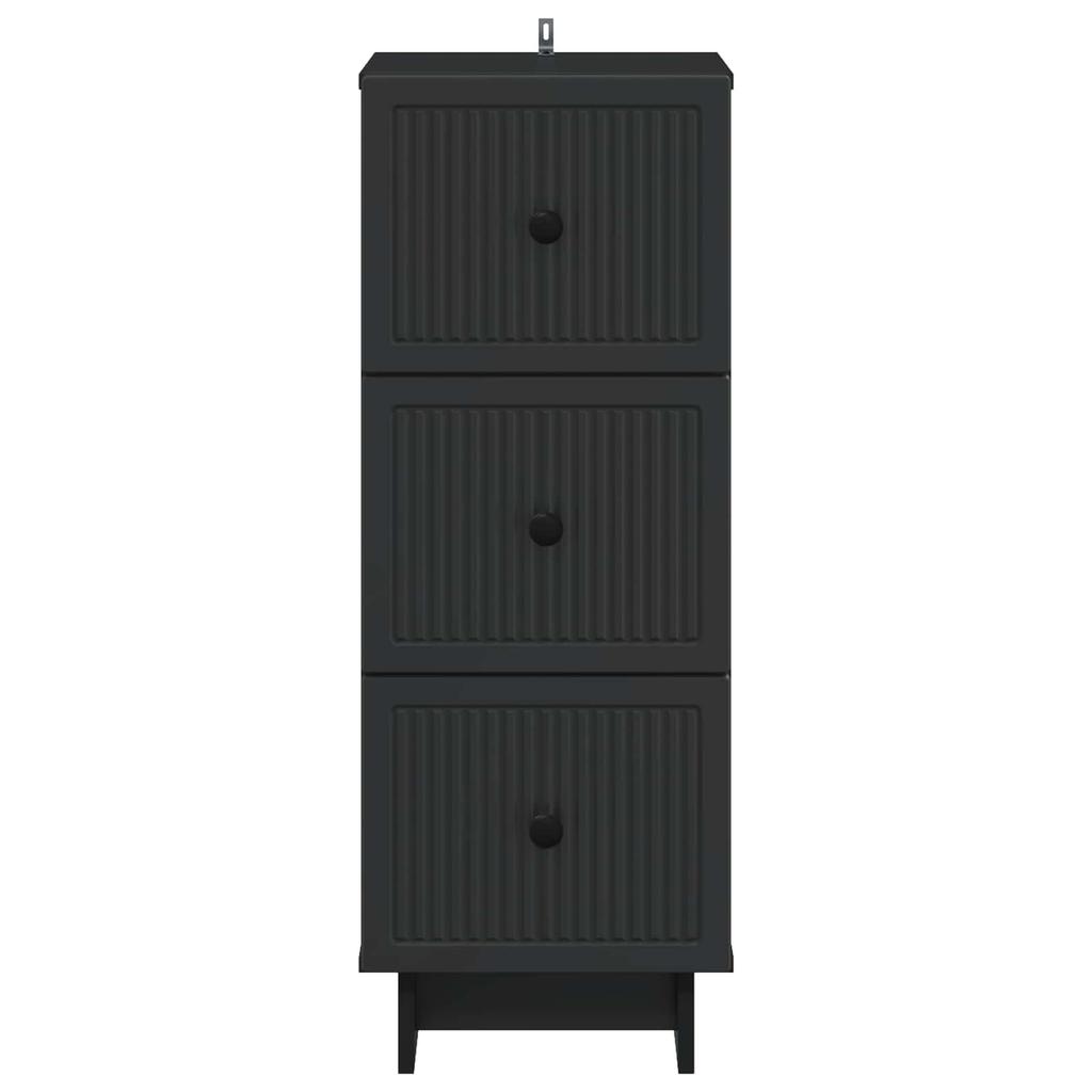 Black Drawer Cabinet 33 x 34.5 x 90 cm Engineered Wood