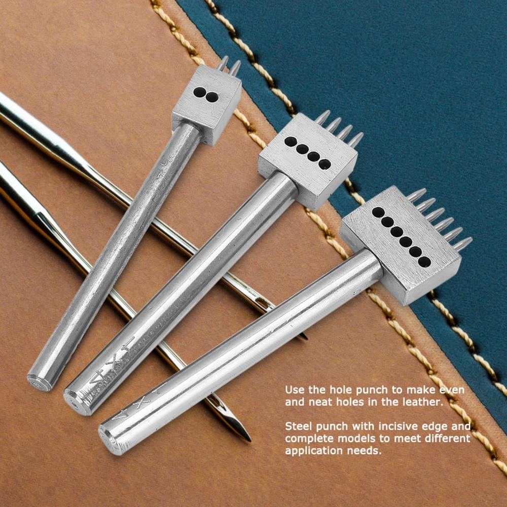 3pcs 4/5/6mm Pitch Leather Hole Punch Tool 2/4/6 Prong Belt Hole Puncher DIY Leather Craft