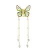 Korean Crystal Butterfly Pearl Tassel Hair Clip - Metal Hair Accessories for Women