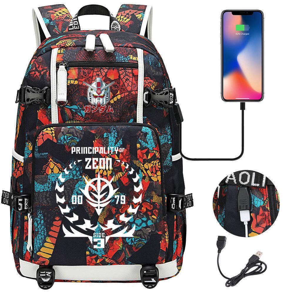 Nuovo Zaino Scolastico Stampato Mobile Suit Gundam per Studenti Adolescenti Uomo Donna Zaino da Viaggio Grande Capacità per il Tempo Libero