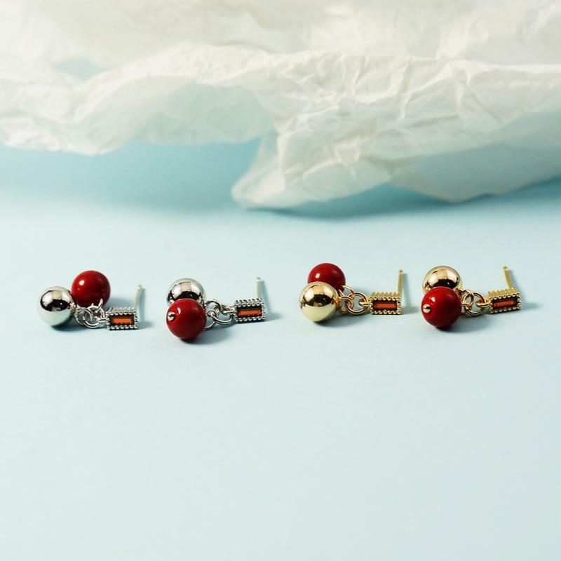 Festliche rote Bohnen Ohrstecker: High-End Weihnachts- & Neujahrsstil für Mädchen