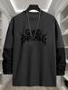 Men's Faux Layered Long Sleeve T-Shirt, Quick Dry Moisture Wicking Tops, Regular Fit for Food Truck Outdoor Snack Errands Daily Wear