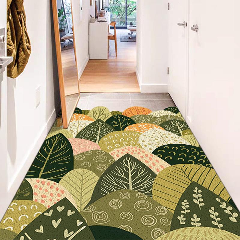 Forest Welcome Mat Entrance Carpet Indoor Outdoor Doormat Low Profile Door Rug Washable Non Slip Rubber Back Low Profile Mat