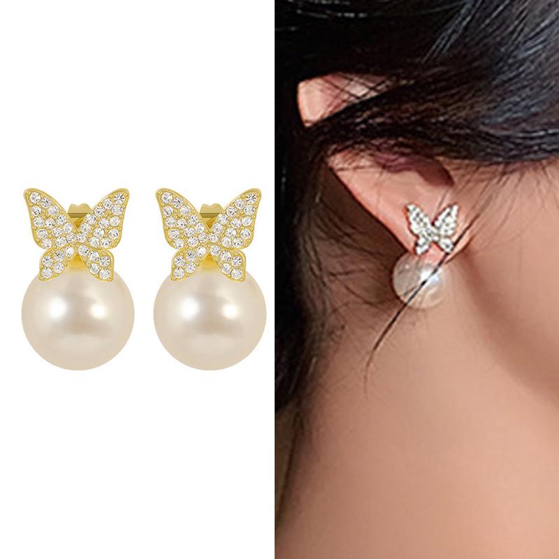 

Серьги с жемчугом-бабочкой для женщин, модные корейские серьги с темпераментом, роскошные ювелирные изделия, подарки