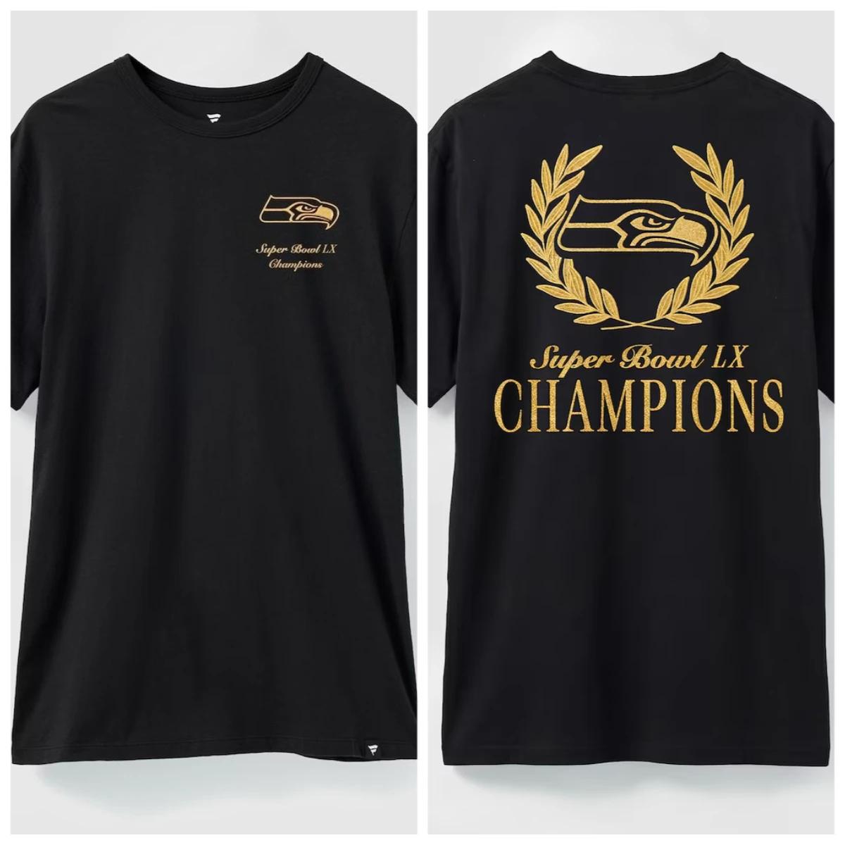 

Супербоул LX 2026 Seattle Seahawks Чемпіонська пам ятна футболка Унісекс Літня Нова Чоловіча Футбольна Бавовняна Футболка з коротким рукавом L