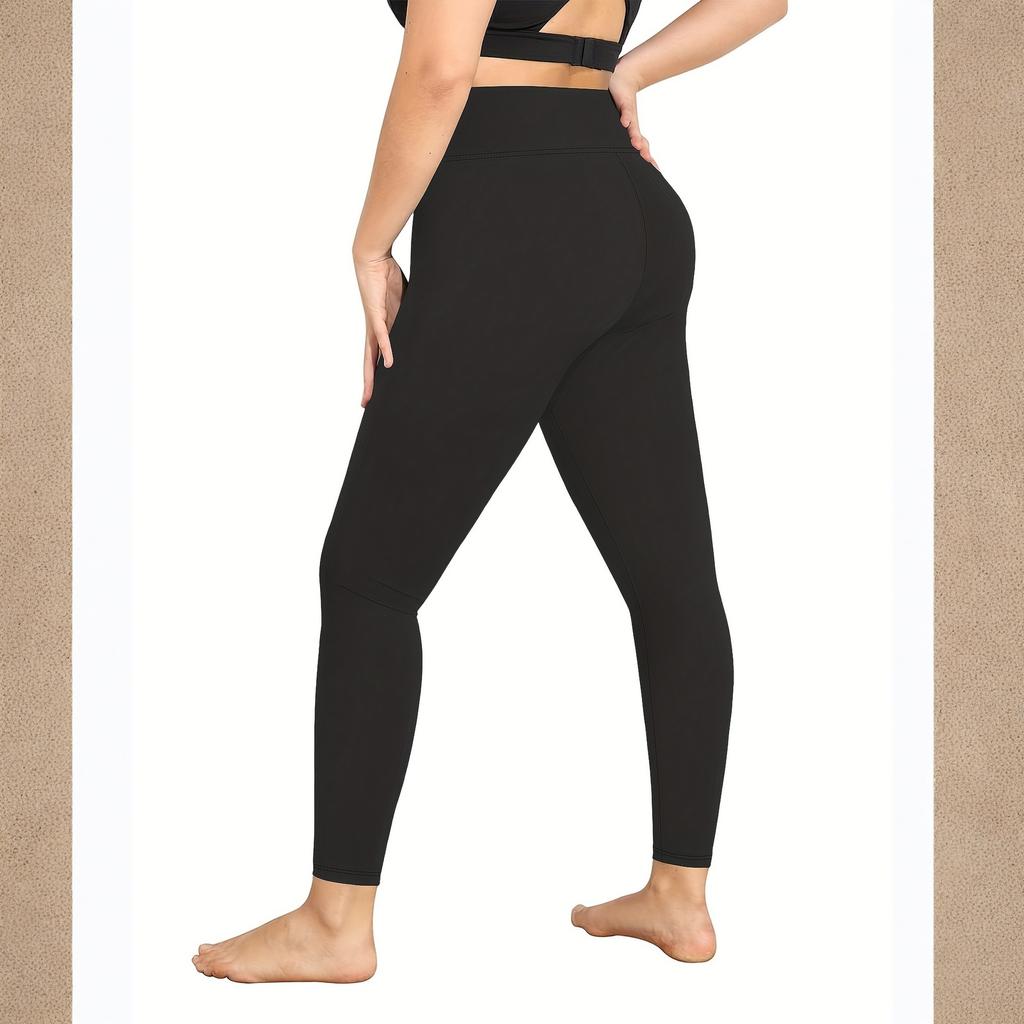 Women's Fashion Solid Colour Padded Thickened Bottom Pants High Waisted Skinny Pants Warm Pants