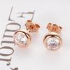 Personality Temperament Small Stud Earrings Simple High-End Purple Gold Steel Plated Rose Earrings Luxury