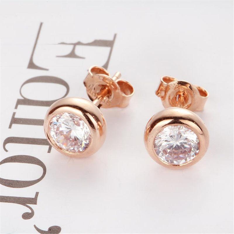 Personality Temperament Small Stud Earrings Simple High-End Purple Gold Steel Plated Rose Earrings Luxury
