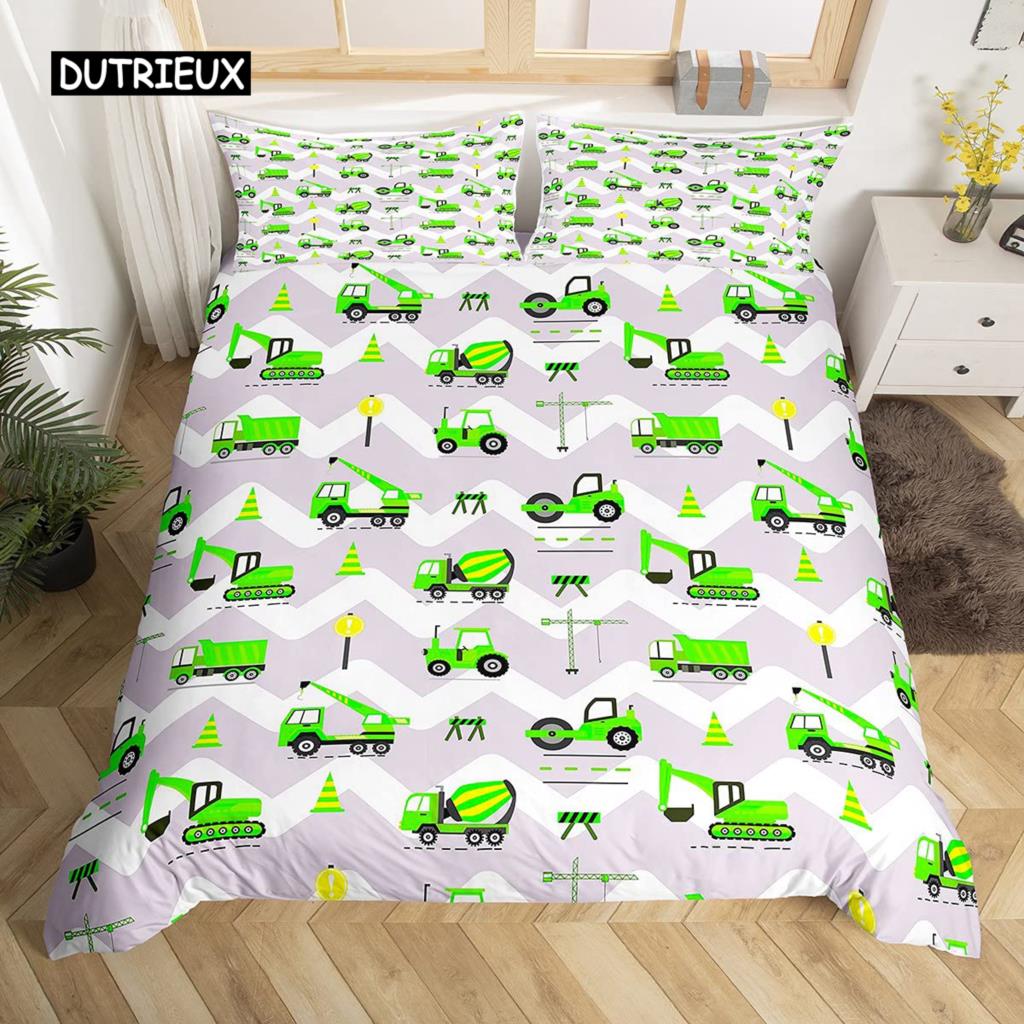 

Комплект постельного белья с изображением грузовика-экскаватора размера Queen Size для детей, комплект постельного белья с изображением мультфильма «Трактор», «Инженерная техника», «Строительная тема» EU single(135x200cm)