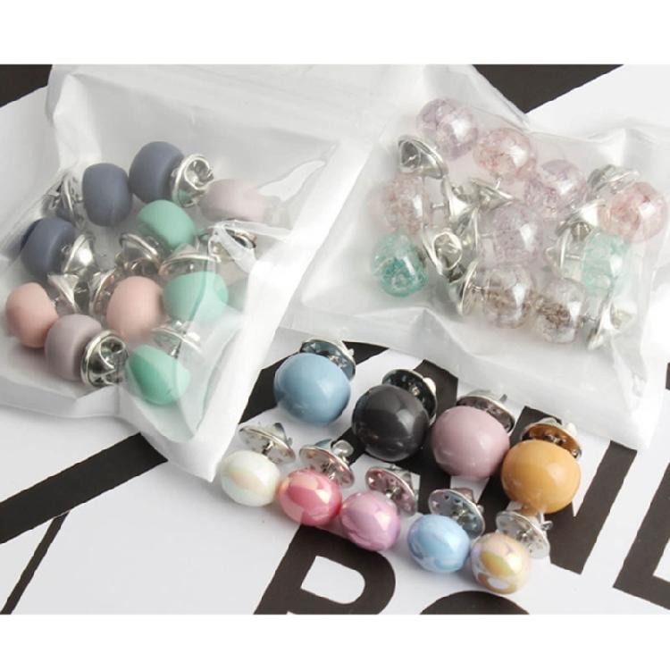 10pcs/set Shirt Brooch Button-free Button Pins Women Fashionable Imitation Pearls Blouses Buckle Clothing Accessories