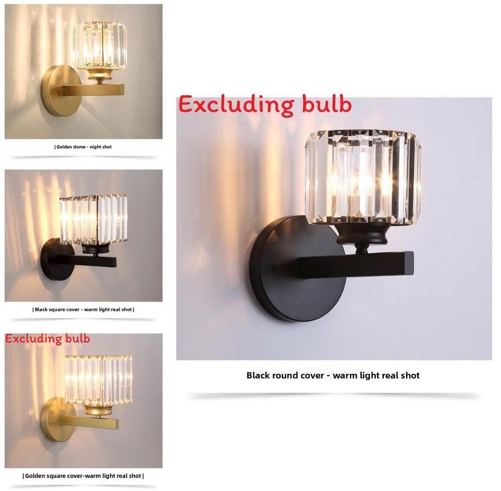 Modern Square And Circular Crystal Wall Lamps For Living Room And Bedroom Decor