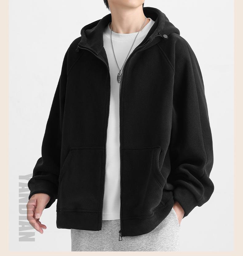 Plus Size Men's Winter Sherpa Fleece Hoodie Cardigan 2025 - Heavyweight Trendy Top