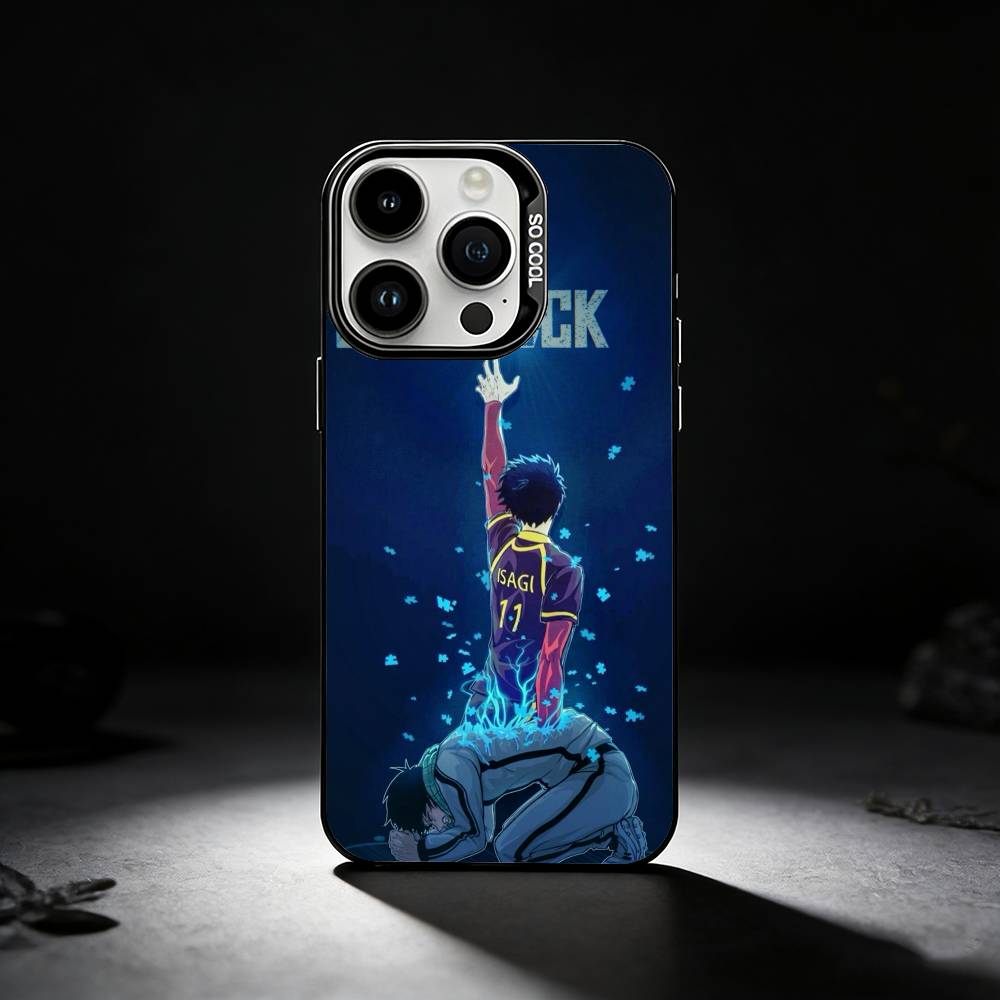 Blue Lock Anime Telefoonhoesje Voor iPhone 17,16,15,14,13,12,11 Plus,Pro Max,XS,Gekleurd zilveren telefoonhoesje
