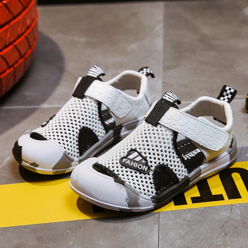 

Children Sandals Fashion Flying Woven Mesh Toe Protection Casual Shoes Boys & Girls holiday Non-slip Breathable Beach Sandals 21 білий