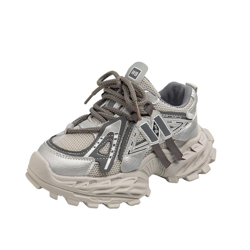 Modne sportowe buty na grubej podeszwie w koreańskim stylu dla dziewcząt i chłopców 2025